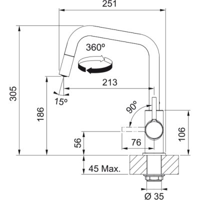 Plautuvės maišytuvas Franke Lina U ištraukiama žarna, chromo