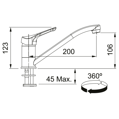 Plautuvės maišytuvas Franke Basic su fiksuotu snapu, chromas