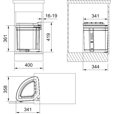 Šiukšliadėžė FRANKE Sorter Pivot, 1x27L