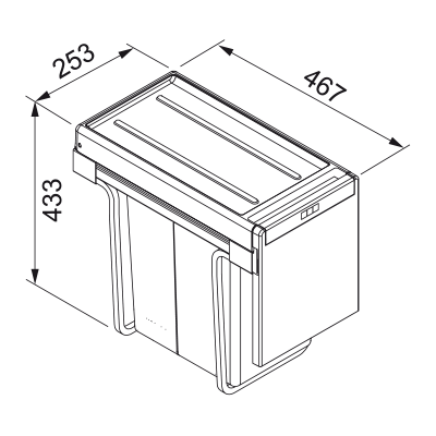 Šiukšliadėžė FRANKE Cube 30, 1x20L +1x10L