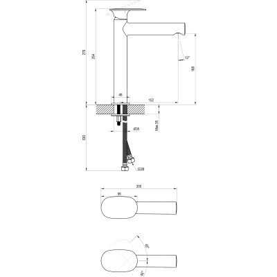Praustuvo maišytuvas Ravak Spring SG, 255 mm, baltas matinis - 4