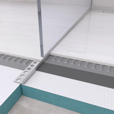 Kraštinis dušo nuolydžio formavimo profilis Balneo Inox 120cm, kairė