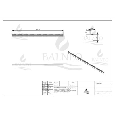 Priekinis dušo nuolydžio formavimo profilis Balneo Inox 130cm, universalus