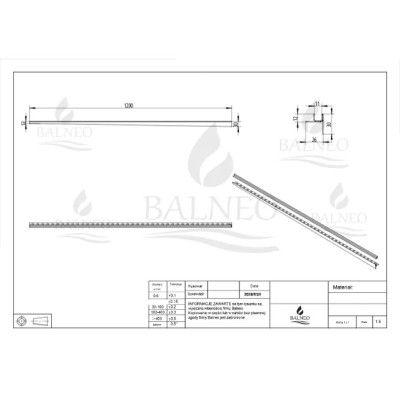 Dušo nuolydžio formavimo profilis stiklui Balneo Inox 170cm, kairė