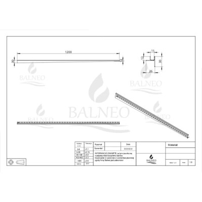 Dušo nuolydžio formavimo profilis stiklui Balneo Inox 120cm, dešinė
