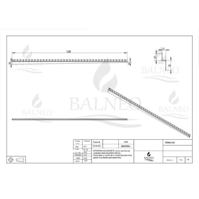 Sieninis dušo nuolydžio formavimo profilis Balneo Inox 120cm, dešinė