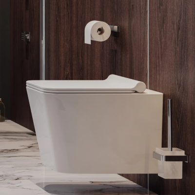 Pakabinamas unitazas Omnires Boston su lėtaeigiu dangčiu, baltas matinis Pakabinamas unitazas Omnires Boston su lėtaeigiu dangčiu, baltas matinis