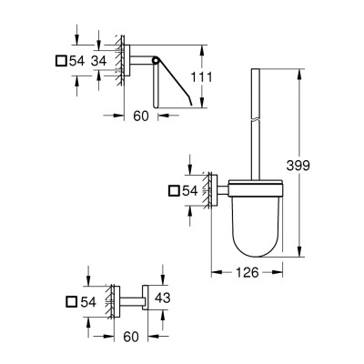 Vonios aksesuarų rinkinys Grohe Start Cube, 3-in-1, chromas