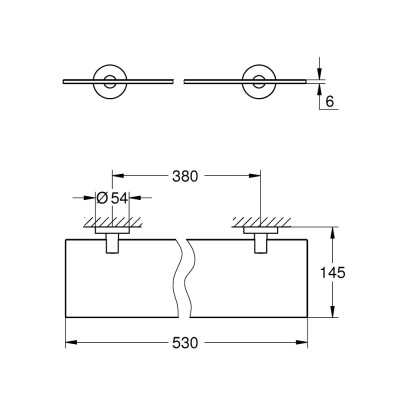 Stiklinė lentynėlė Grohe Start, 530 mm, chromas