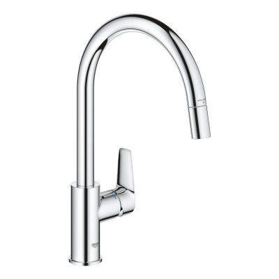Universalus virtuvės maišytuvas Grohe Start L, su C formos snapeliu ir ištraukiamu aeratoriumi, chromas