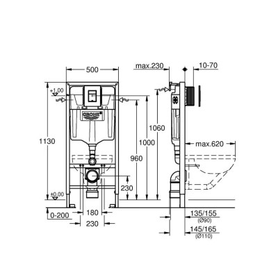 Potinkinio rėmo komplektas Grohe Solido StartEdge Ceramic 5in1 (Su organiniu mygtuku)