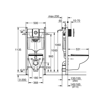 Potinkinio rėmo komplektas Grohe Solido 5in1 su keraminiu unitazu (Slim SC)