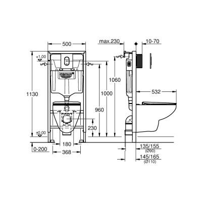 Potinkinio rėmo komplektas Grohe Solido 5in1 su keraminiu unitazu (Slim)