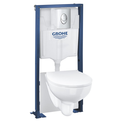 Potinkinio rėmo komplektas Grohe Solido 5in1 su keraminiu unitazu (Slim F)