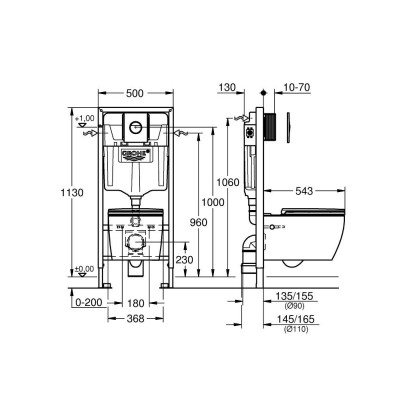 Potinkinio rėmo komplektas Grohe Solido 5in1 Start Round Ceramic (Rimless, apvaliu mygtuku)