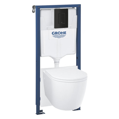 Potinkinio rėmo komplektas Grohe Solido 5in1 Start Round Ceramic (Rimless, kvadratiniu mygtuku)