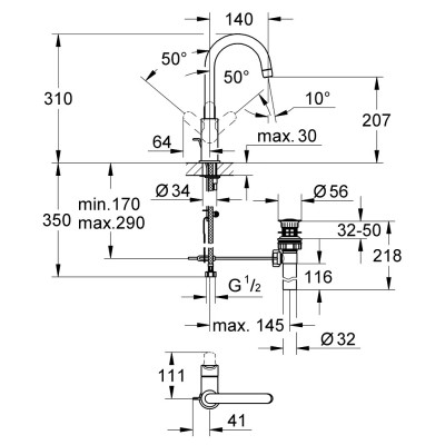Praustuvo maišytuvas Grohe BauEdge L, chromas - 2