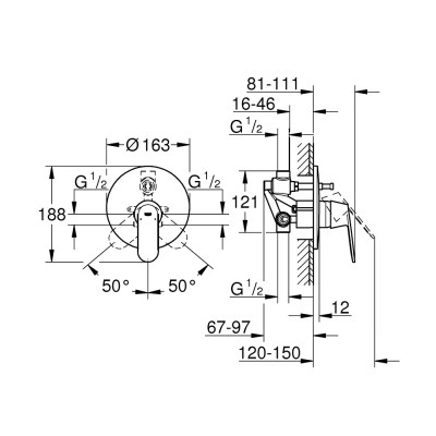 Potinkinis vonios maišytuvas Grohe Eurosmart Cosmopolitan, chromas - 2