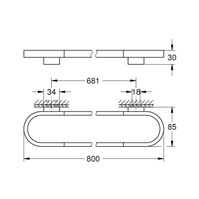 Rankšluosčių kabykla Grohe Selection 800 mm, chromas