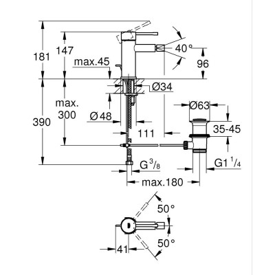 Bidė maišytuvas Grohe Essence S, chromas