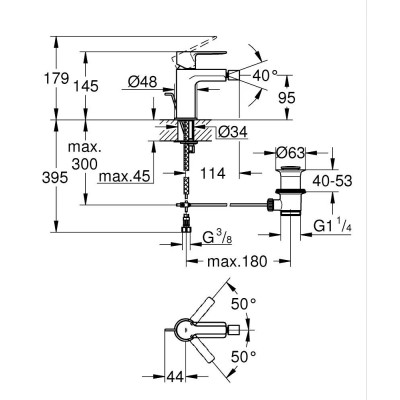 Bidė maišytuvas Grohe Lineare S, chromas