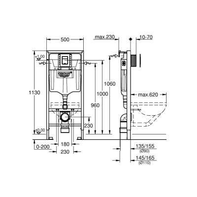Potinkinis rėmas Grohe Rapid SL 3-in-1, montavimo aukštis 1,13 m - 2