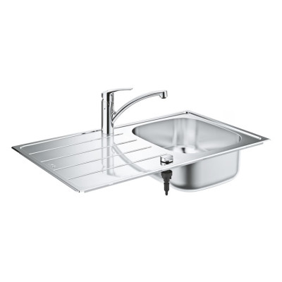 Nerūdijančio plieno plautuvės ir maišytuvo komplektas Grohe K200/Eurosmart 86/50, nerūd. plieno