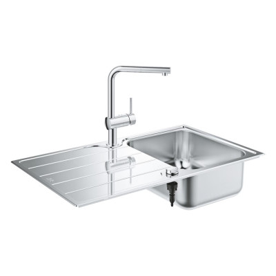 Nerūdijančio plieno plautuvės ir maišytuvo komplektas Grohe K500/Minta 86/50, nerūd. plieno