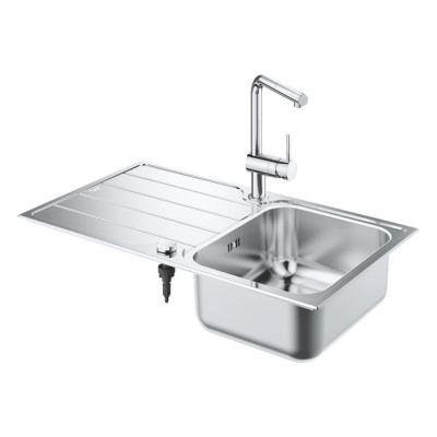 Nerūdijančio plieno plautuvės ir maišytuvo komplektas Grohe K500/Minta 86/50, nerūd. plieno