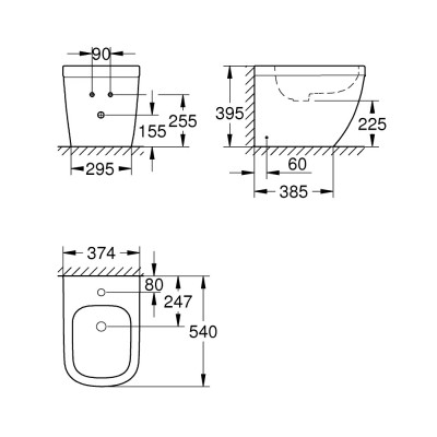 Pastatomas bidė Grohe Euro Ceramic, baltas - 2