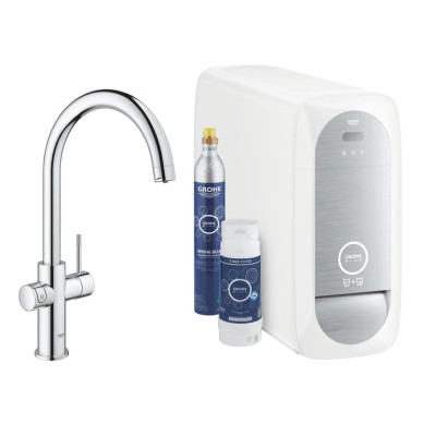 Plautuvės maišytuvo komplektas Grohe Blue Home su šalto ir gazuoto vandens sistema, chromas