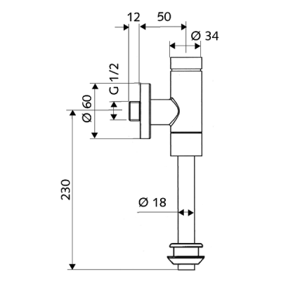Išorinis pisuaro vandens nuleidimo mechanizmas Schell SCHELLOMAT Basic, DN 15 G 1/2 - 2