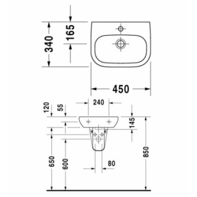 Praustuvas DURAVIT D-Code 45x34 cm - 2
