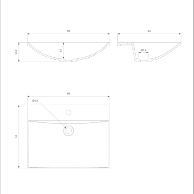 Pakabinamas arba baldinis praustuvas Omnires NAXOS M+ 60 x 46 cm, baltas, blizgus Pakabinamas arba baldinis praustuvas Omnires NAXOS M+ 60 x 46 cm, baltas, blizgus