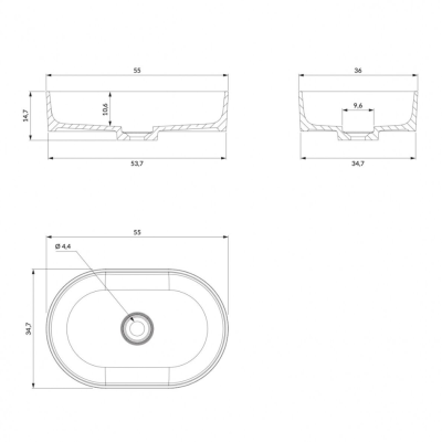 Pastatomas ant stalviršio praustuvas Omnires OVO M+ 55 x 36 cm,  matinis koralas Pastatomas ant stalviršio praustuvas Omnires OVO M+ 55 x 36 cm,  matinis koralas