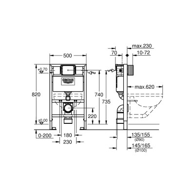 Potinkinis rėmas Grohe Solido 2-in-1, montavimo aukštis 0,82 m - 2