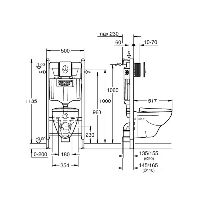 Potinkinis rėmas Grohe Solido Compact 4-in-1, montavimo aukštis 1,13 m - 2