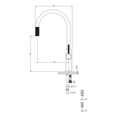 Maišytuvas Omnires  SWITCH SW9057GR, šlifuotas grafitas, su galimybe pajungti bet kokią vandens filtravimo sistemą