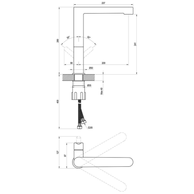 Ravak plautuvės maišytuvas Puri 269 mm juodas, X070183 Ravak plautuvės maišytuvas Puri 269 mm juodas, X070183