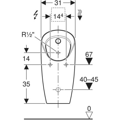 Pisuaras Geberit Preda, potinkinei pisuarų valdymo sistemai - 2