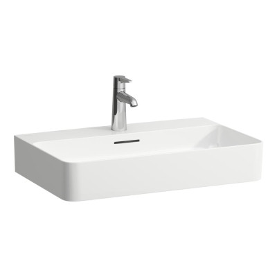 Praustuvas Laufen VAL 650x420x115 mm, šlifuota apačia, su 1 anga maišytuvui viduryje, spalva - balta LCC (LAUFEN Clean Coat)