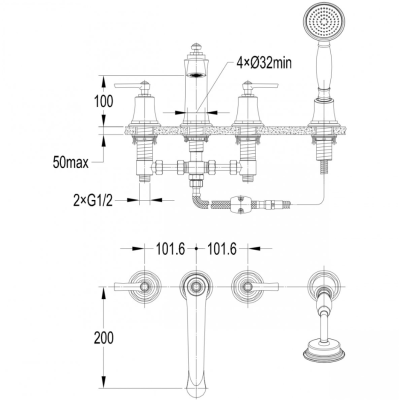 Maišytuvas Omnires ARMANCE AM5232CR, chromuotas Maišytuvas Omnires ARMANCE AM5232CR, chromuotas