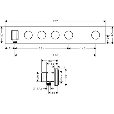 Dekoratyvinė dalis AXOR ShowerSolutions potinkiniam termostatiniam moduliui, 3 funkcijos, šlifuoto nikelio spalvos (Brushed Nick