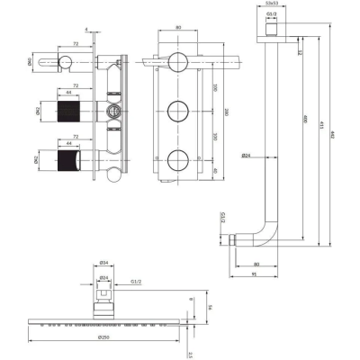 Dušo sistema Omnires CONTOUR SYSCT11CR, chromuota Dušo sistema Omnires CONTOUR SYSCT11CR, chromuota