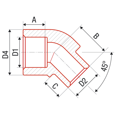 Alkūnė FV-PLAST PPR 45° Dn20 - 2