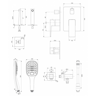 Vonios sistema Omnires PARMA SYSPMW01CRB,  chromuota/balta - 2