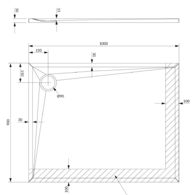 Kompozitinis dušo padėklas OMNIRES STONE 90 x 120 cm, juodas matinis, stačiakampis, Kompozitinis dušo padėklas OMNIRES STONE 90 x 120 cm, juodas matinis, stačiakampis,