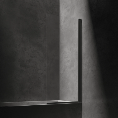 Vonios sienelė varstoma OMNIRES KINGSTON, 70 cm,  juoda matinė/skaidrus stiklas