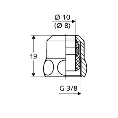 Veržlė SCHELL 3/8" x Ø10 mm, vidinis sriegis su tarpine, chromuota - 2
