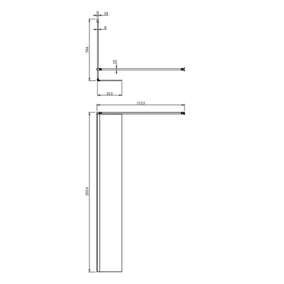 Omnires L formos dušo sienelė MARINA 80x30x200, juoda matinė/skaidrus stiklas Omnires L formos dušo sienelė MARINA 80x30x200, juoda matinė/skaidrus stiklas